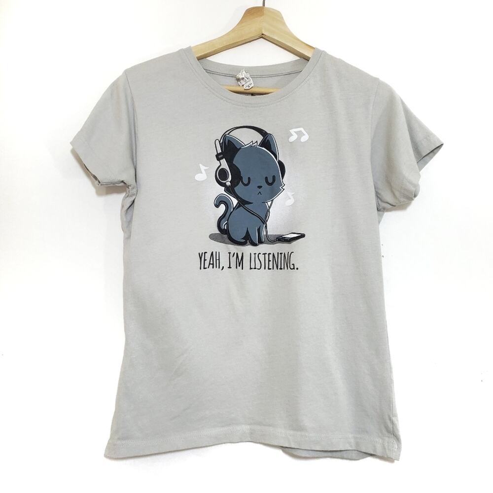 Tee Turtle | Yeah I'm Listening Funny Cat Graphic Tee